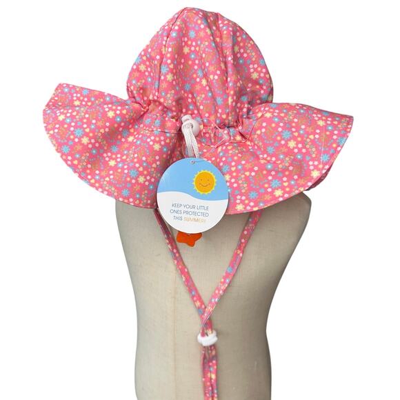 LOT of 2 Kids Flower Bucket Sun Protection Hat UPF/UV 50+ Adjustable Drawstring - Picture 4 of 9